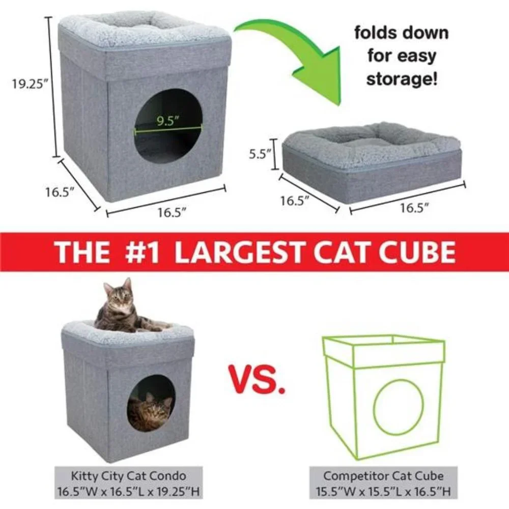 Large Cat Bed, Stackable Cat Cube, Indoor Cat House/Cat Condo, Cat Scratcher